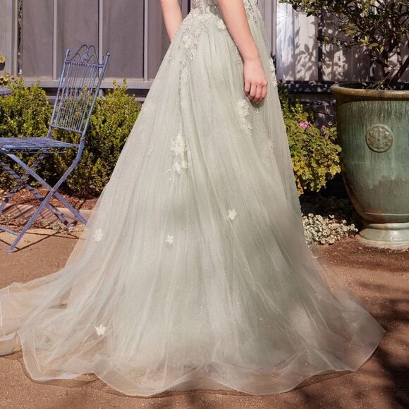 Sage green prom dress, formal ball gown wedding mother of the bride dress - Picture 5 of 6